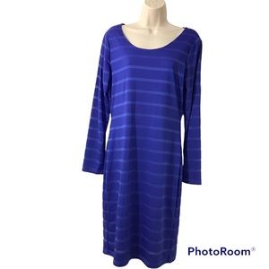 venus womens long sleeve stretch dress blue size large
